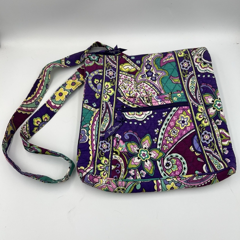 Vera Bradley Plum Crazy Heather Hipster Crossbody‎ Purse Bag Purple Paisley